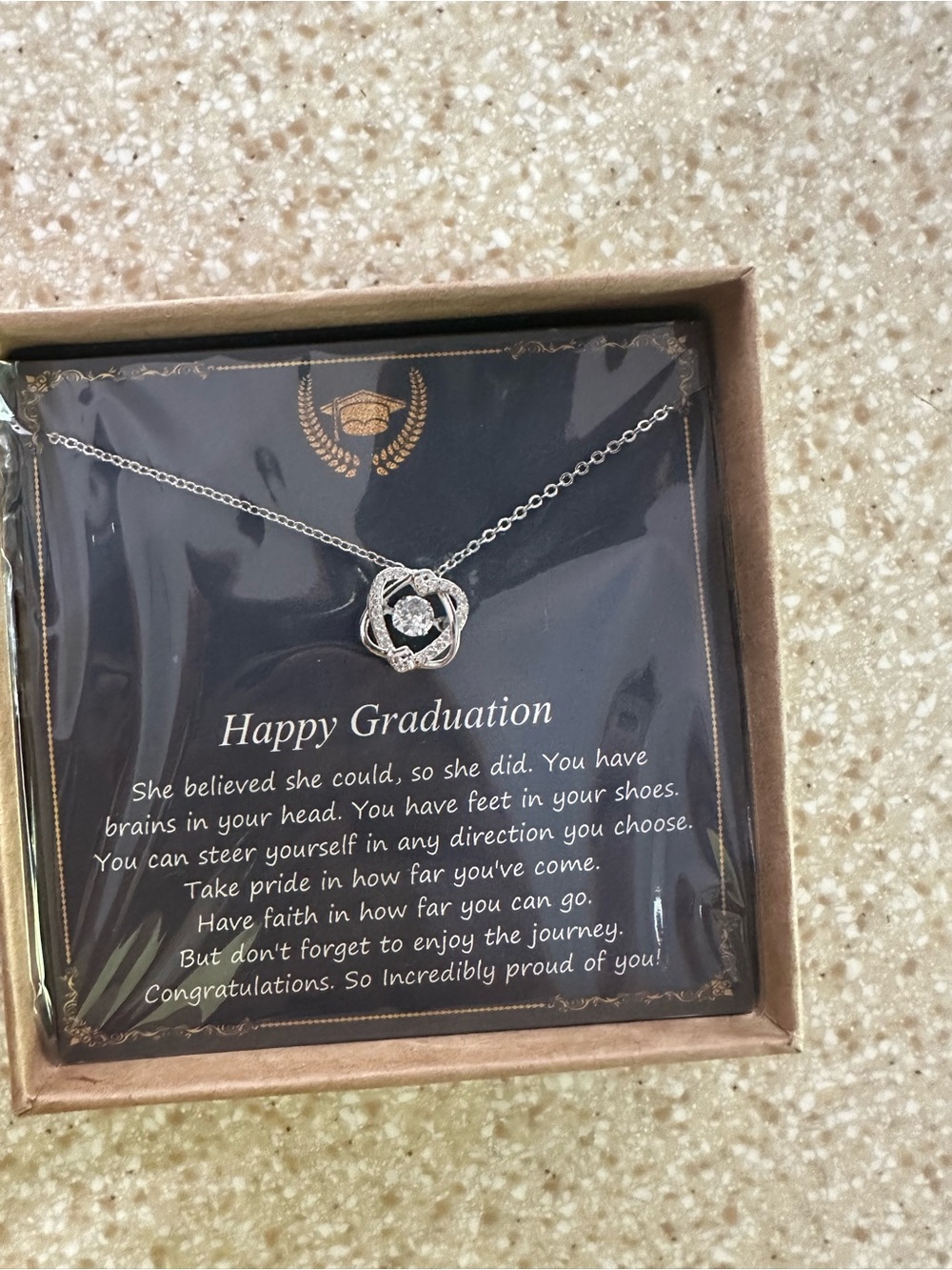 Graduation Silver Floral Pendant Necklace - Sentiment Gift